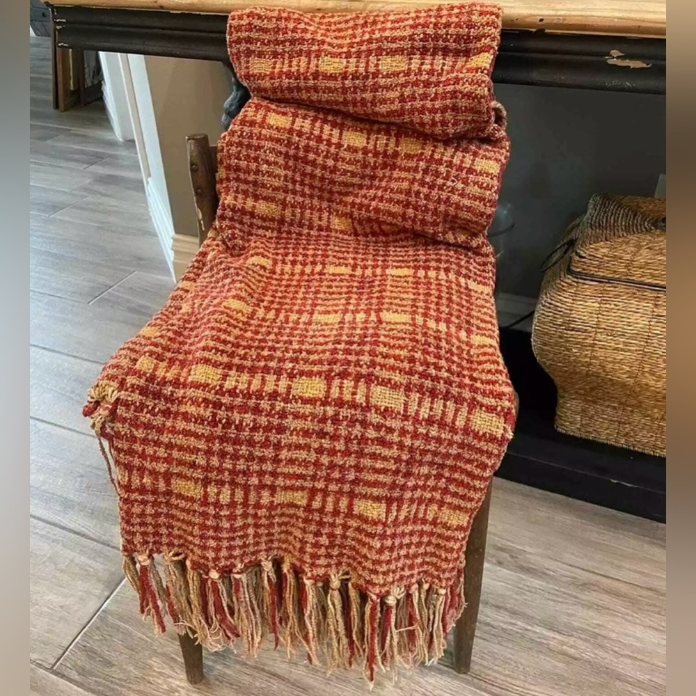 Red and Gold Restoration Hardware Throw